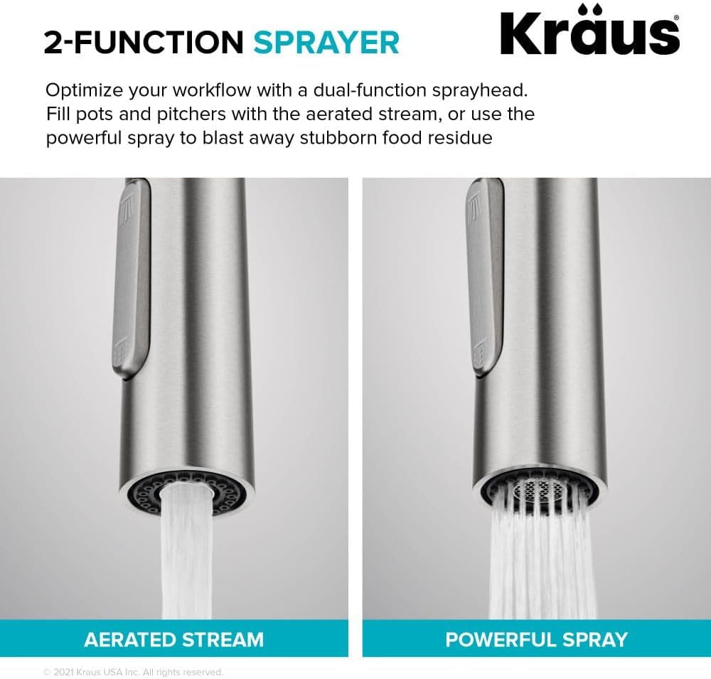 Oletto Tall Modern Pull-Down Single Handle Kitchen Faucet in Brushed Gold, KPF-3101BG