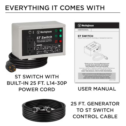 20 -Amp 120V 25' Cord, Portable Reliable Home Backup Smart Automatic Transfer Switch