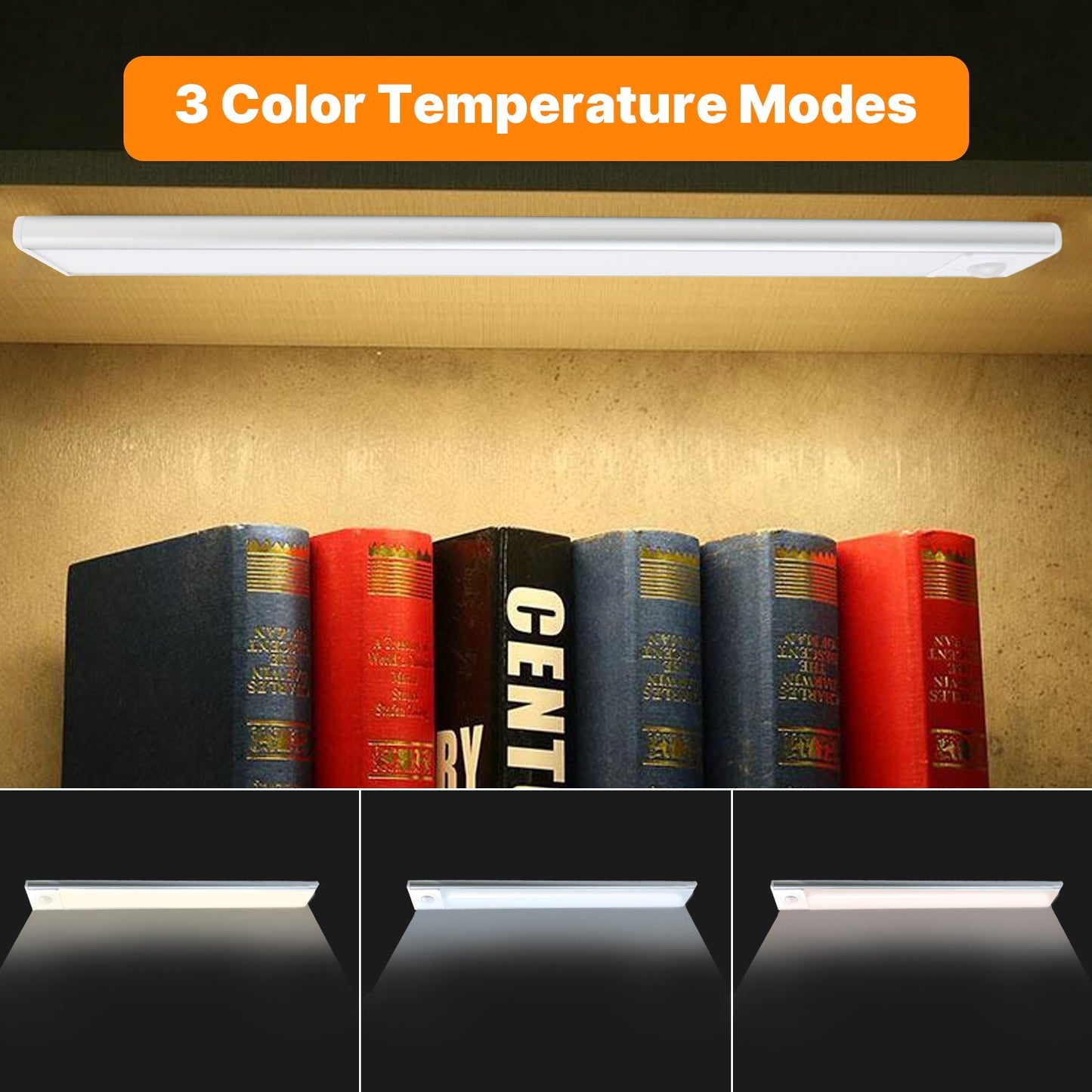 2 Pack-Under Cabinet Lights LED Motion Sensor Light USB Rechargeable Strip Lamp