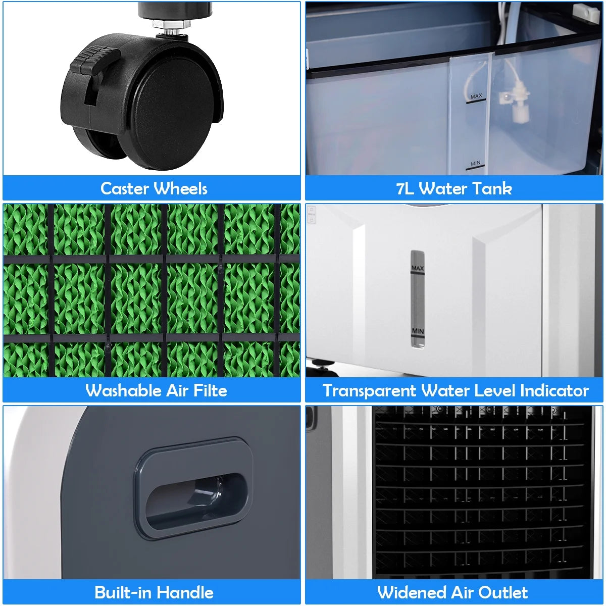 Remote Controlled Evaporative Air Cooler with Fan and Humidifier