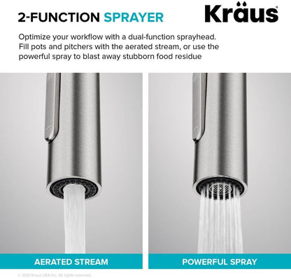 Oletto Contemporary Pull-Down Single Handle Kitchen Faucet in Brushed Gold, KPF-3104 BG