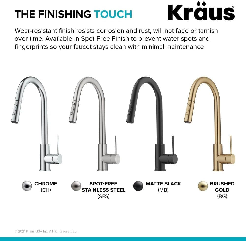 Oletto Contemporary Pull-Down Single Handle Kitchen Faucet in Brushed Gold, KPF-3104 BG