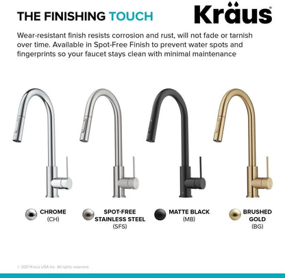 Oletto Contemporary Pull-Down Single Handle Kitchen Faucet in Brushed Gold, KPF-3104 BG