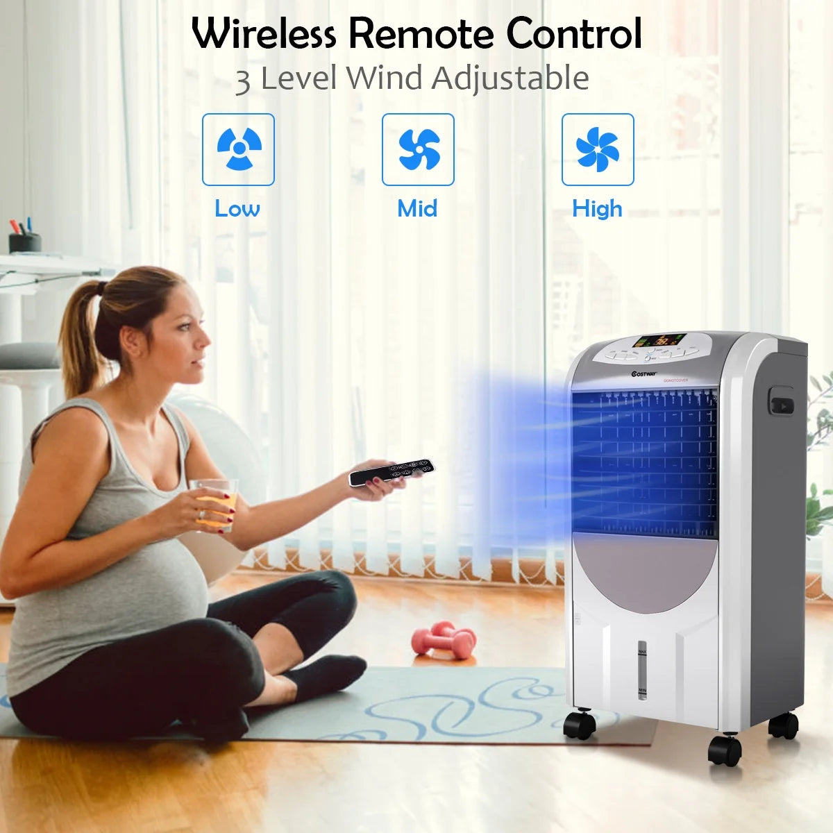 Remote Controlled Evaporative Air Cooler with Fan and Humidifier