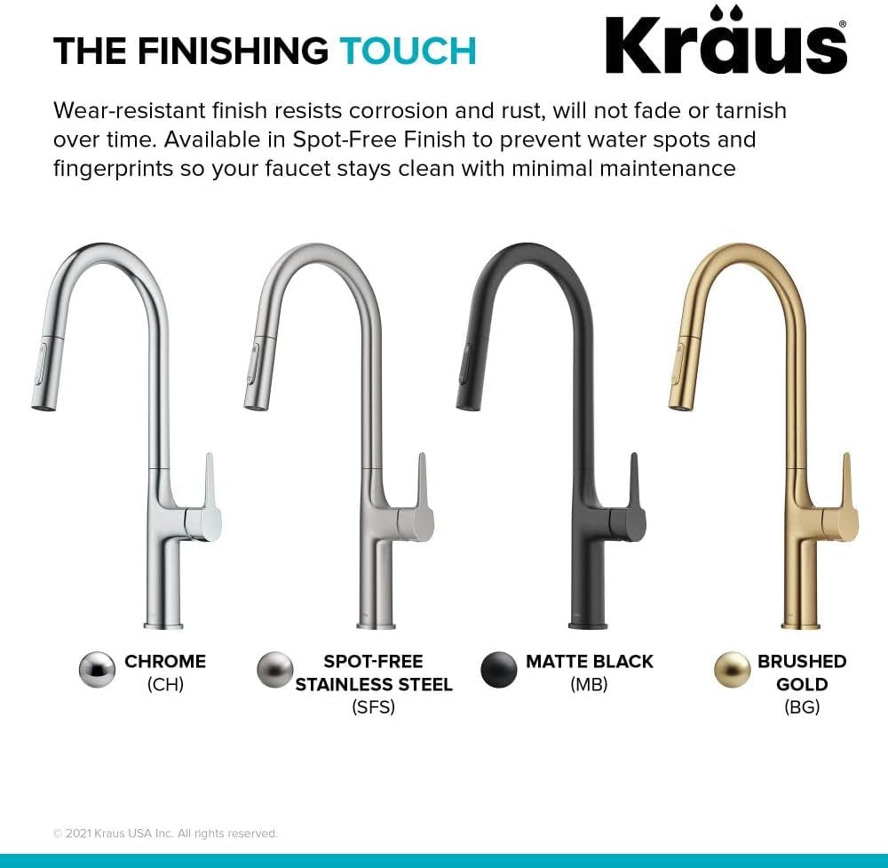 Oletto Tall Modern Pull-Down Single Handle Kitchen Faucet in Brushed Gold, KPF-3101BG