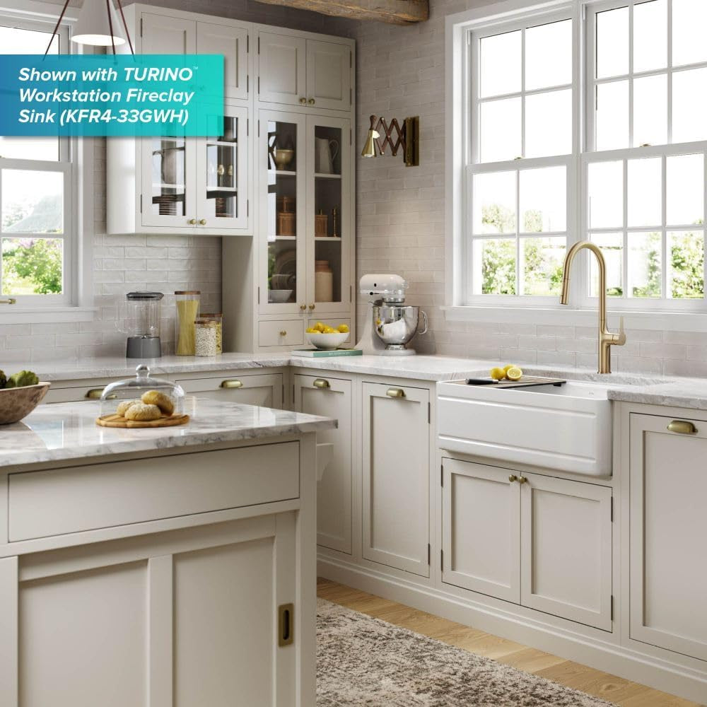 Oletto Tall Modern Pull-Down Single Handle Kitchen Faucet in Brushed Gold, KPF-3101BG