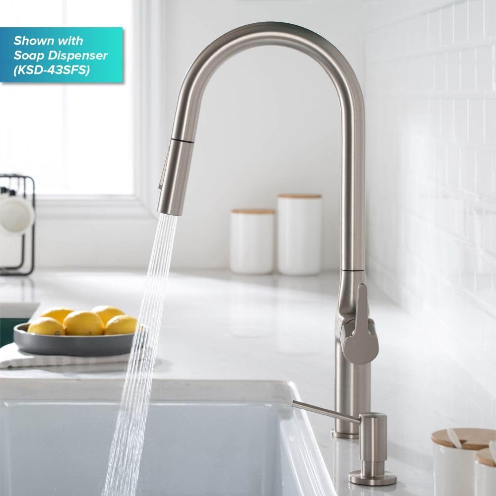 Oletto Tall Modern Pull-Down Single Handle Kitchen Faucet in Brushed Gold, KPF-3101BG