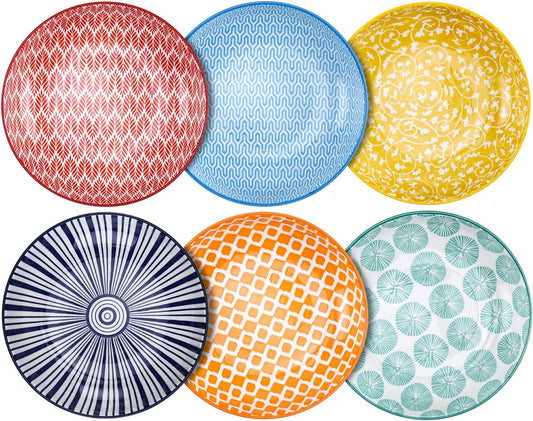 Porcelain Salad Pasta Bowls, Serving Bowls - 26 Ounce, Set of 6, Assorted Colors