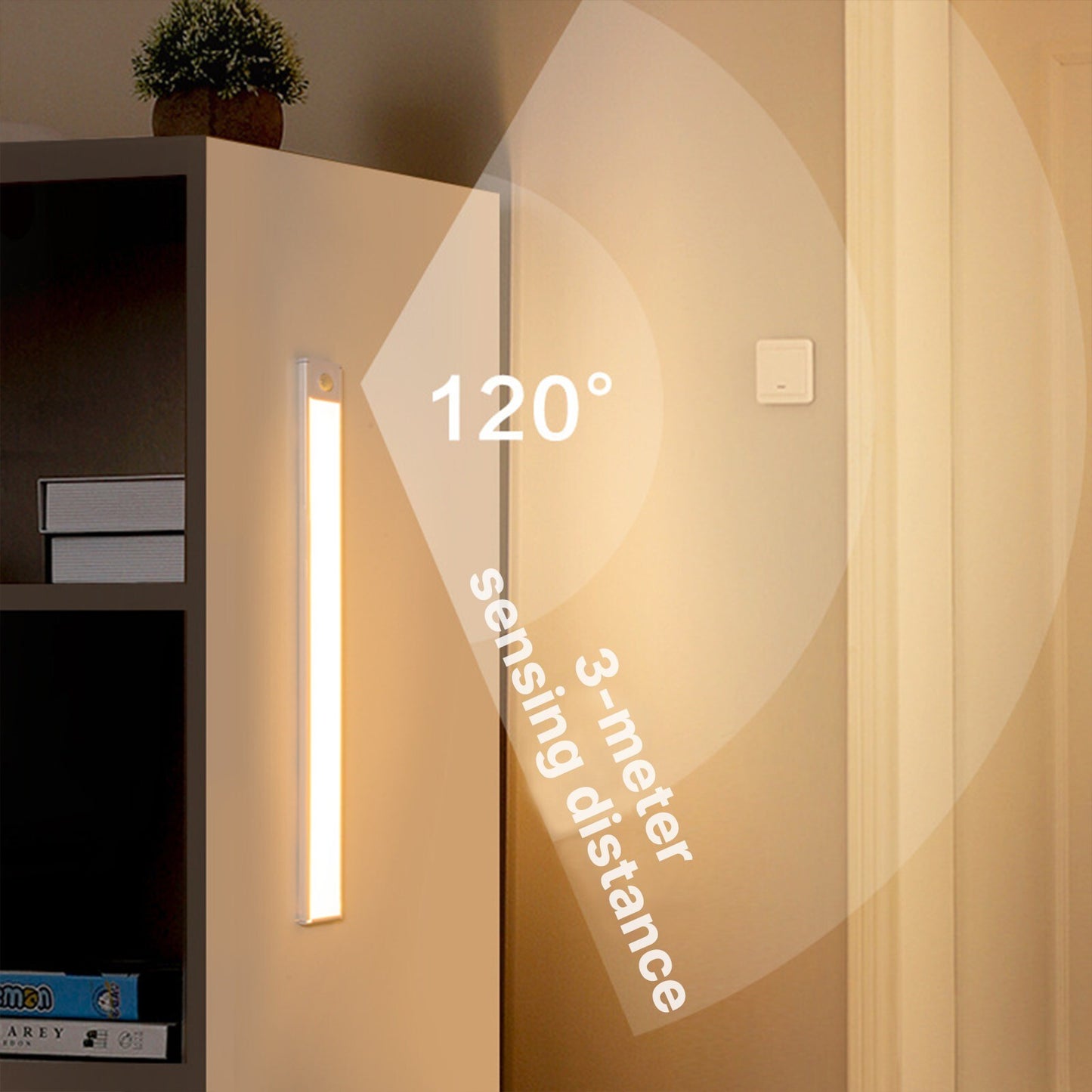 2 Pack-Under Cabinet Lights LED Motion Sensor Light USB Rechargeable Strip Lamp