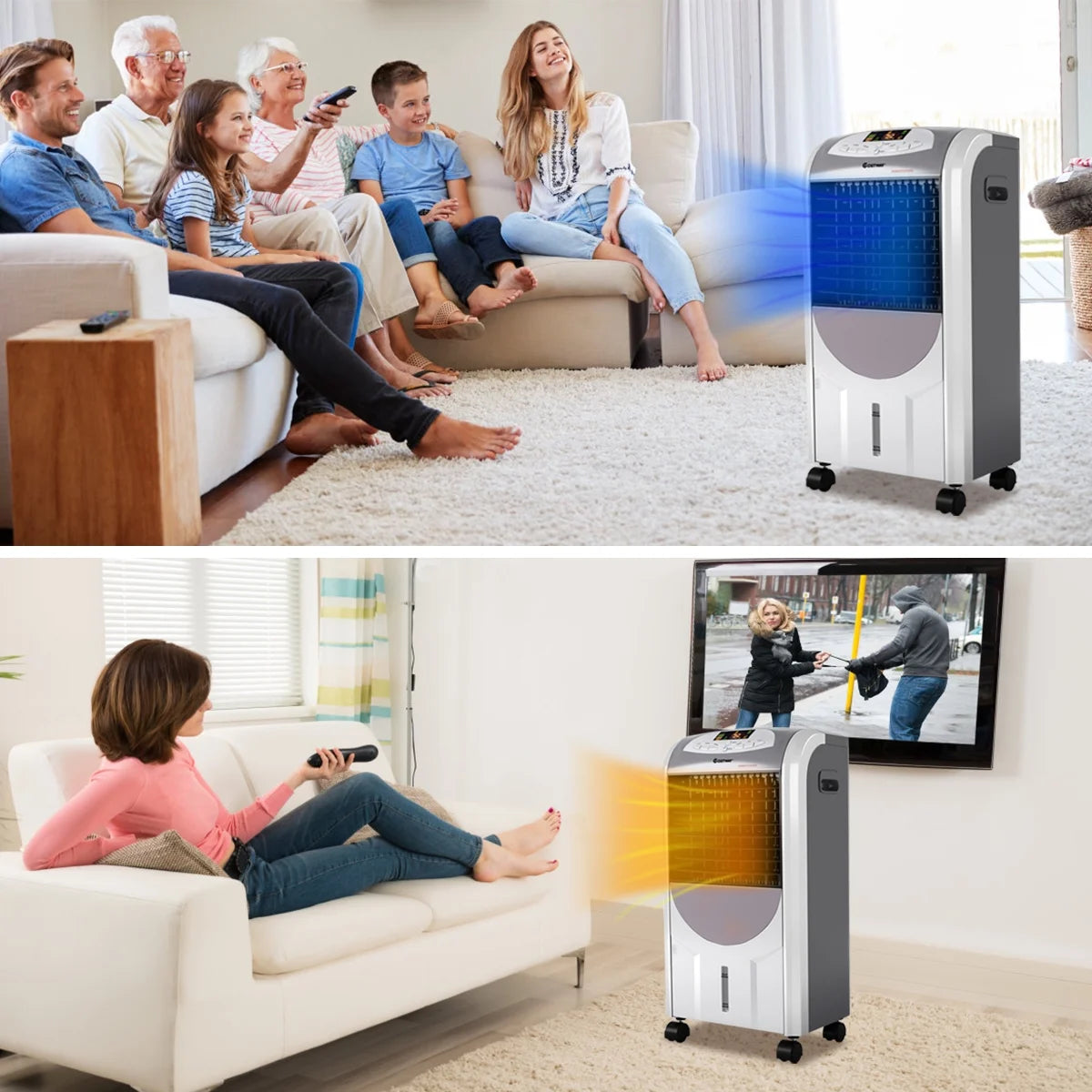 Remote Controlled Evaporative Air Cooler with Fan and Humidifier