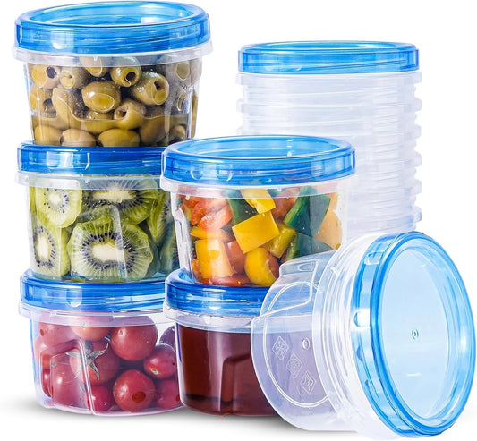 24 Pcs Freezer Storage Containers with Lids-(16Oz) 12 Food Storage Containers with 12 Twist Top-Deli Container for Soup-Reusable Plastic Box for Lunch, Gym, Travel