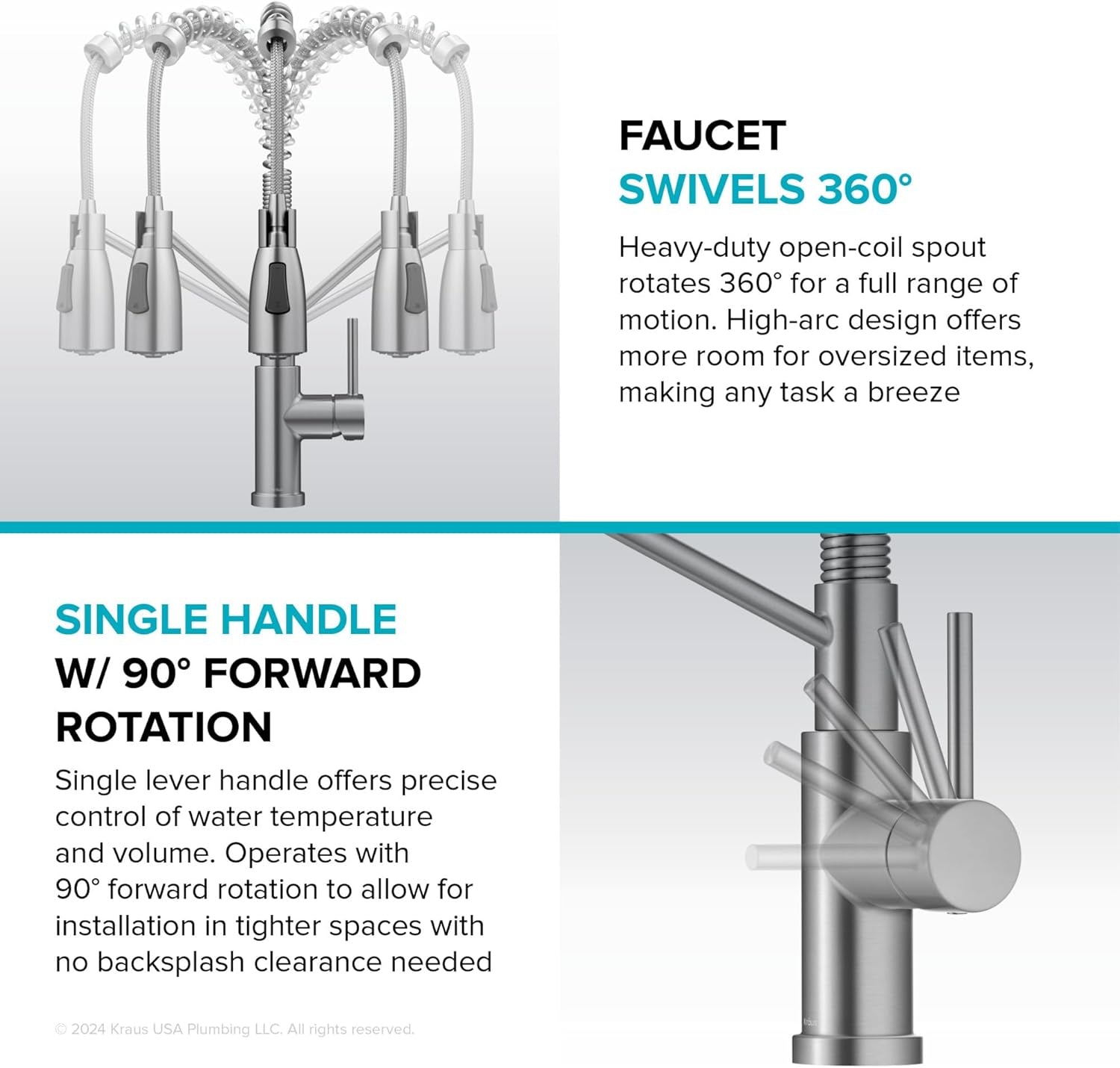 Coda Commercial Style 2-Function Single Handle Pull down Kitchen Faucet in Spot-Free Brushed Brass, KPF-1617BB