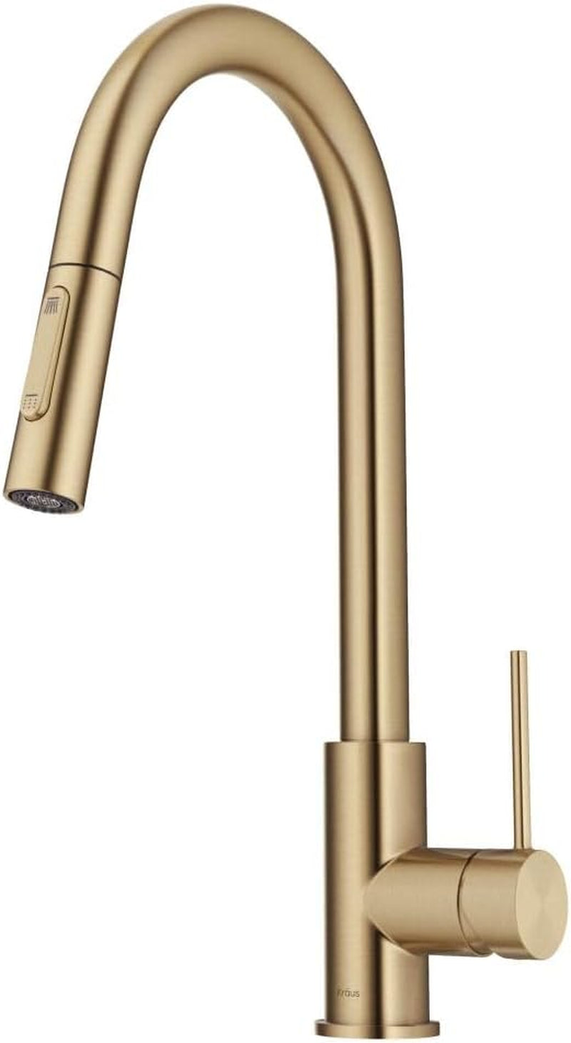 Oletto Contemporary Pull-Down Single Handle Kitchen Faucet in Brushed Gold, KPF-3104 BG