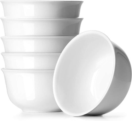 20Oz Ceramic Cereal Bowls - 6 White Kitchen Soup Bowls Set - Deep White Bowls for Soup, Cereal and Salad, Microwave and Dishwasher Safe