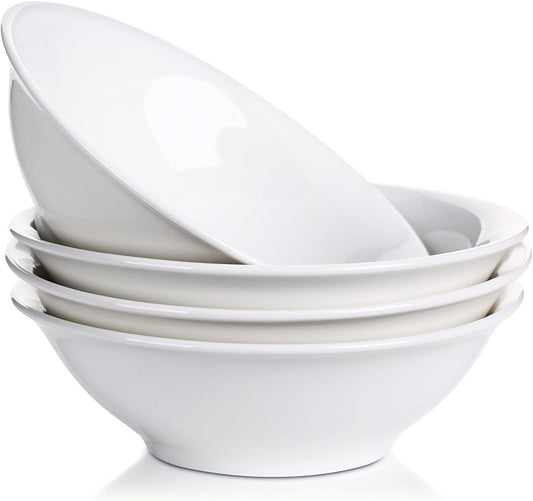 48 Oz White Ceramic Bowls, Set of 4, Large Deep Bowls for Soup, Salad, Pasta, Noodle Pho, Cereal, Dishwasher & Microwave Safe